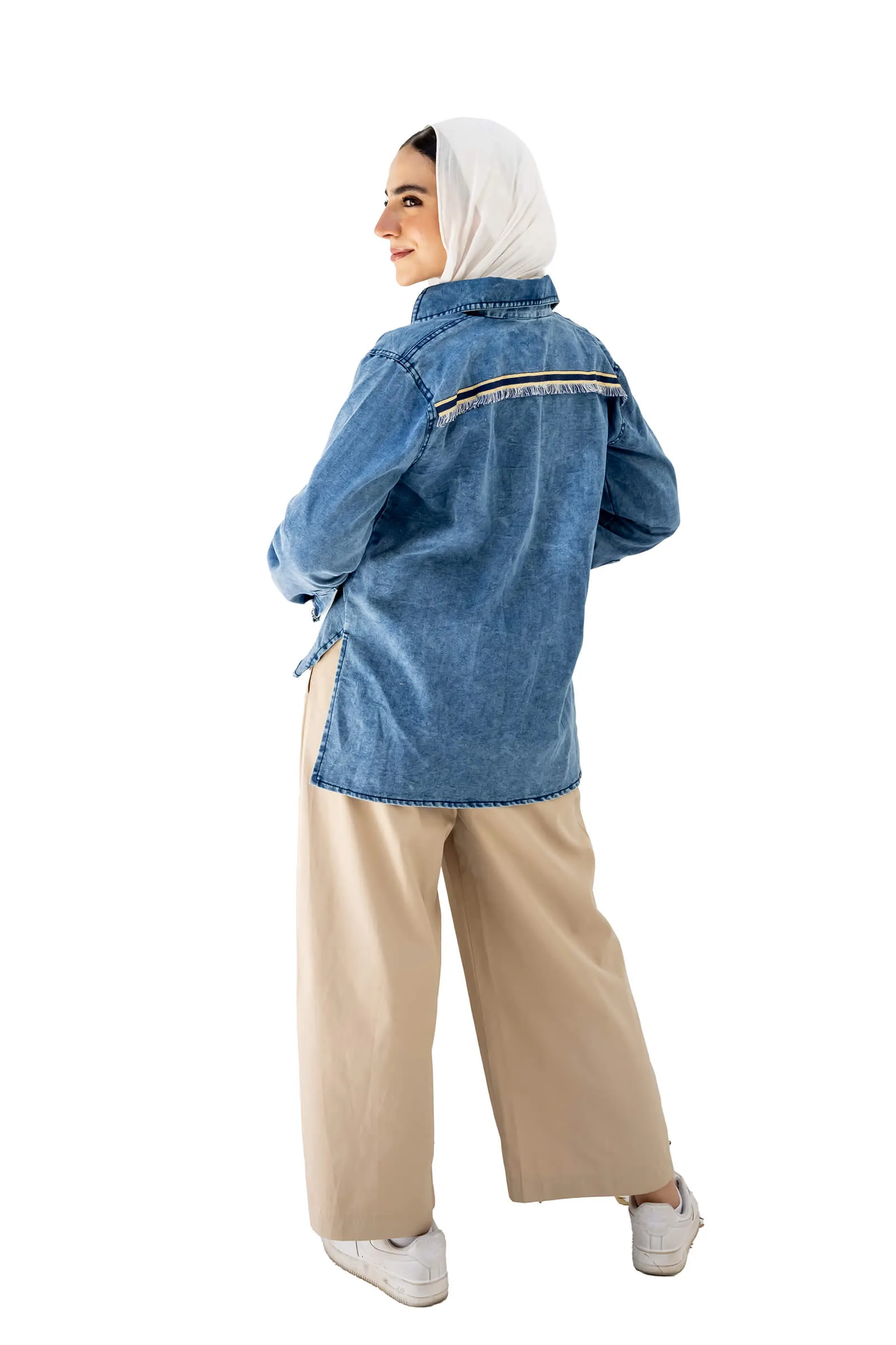 Blue Esme Embellished Denim Shirt