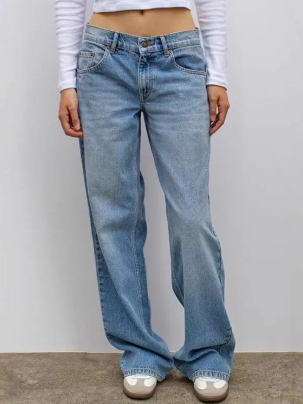 Blue retro leopard print star boyfriend jeans