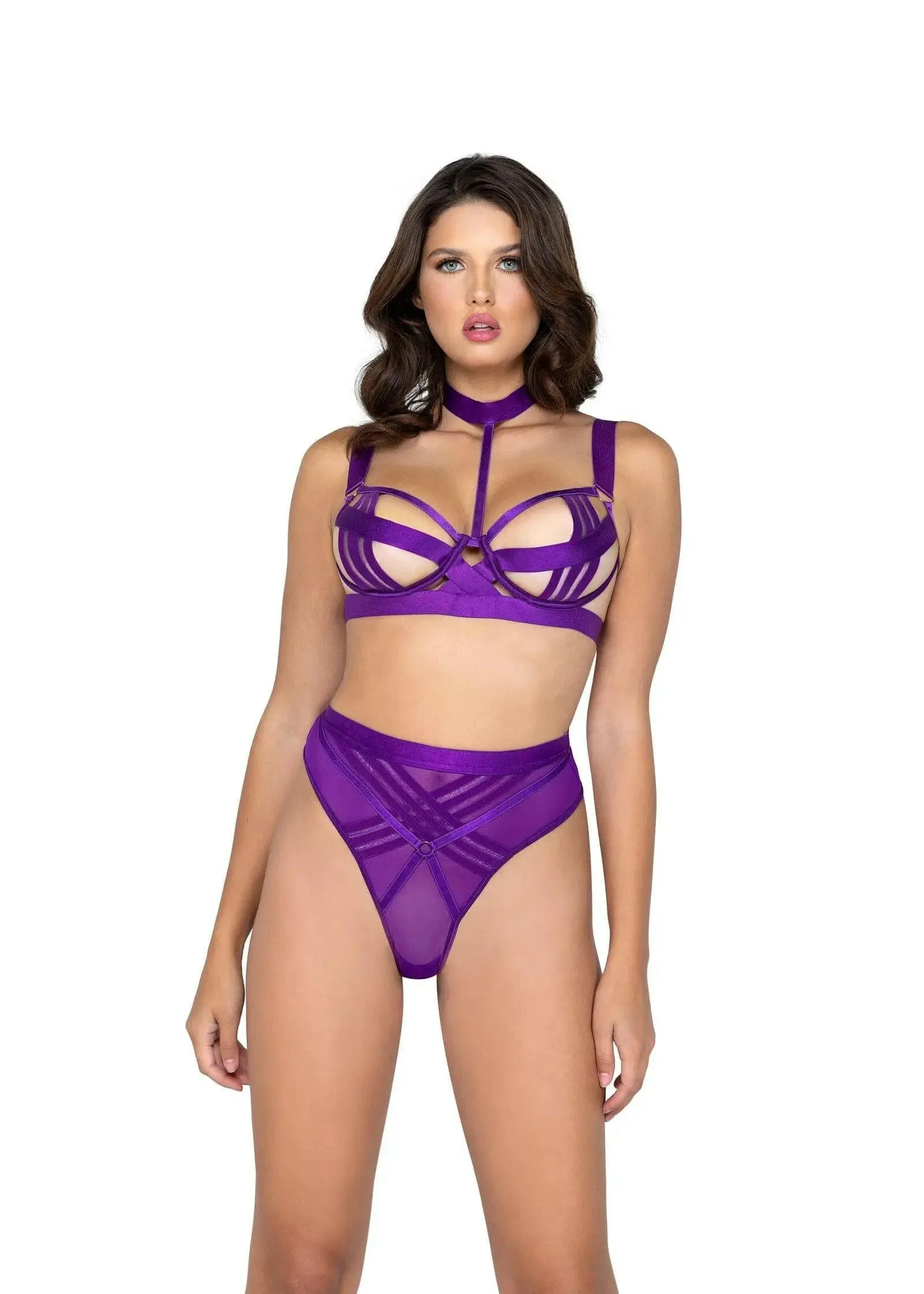 Bondage Stripe 2 Piece Choker Set