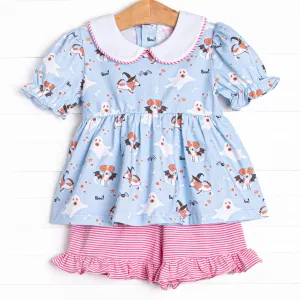 Boos and Barks Short Set, Blue