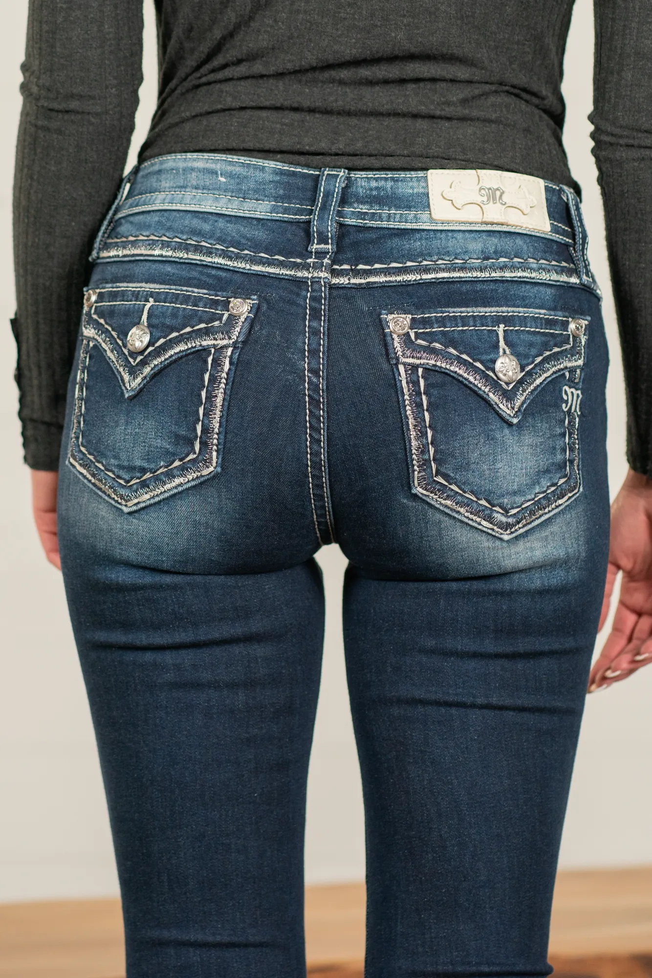 Border Stitched Mid Rise Chloe Boot Cut