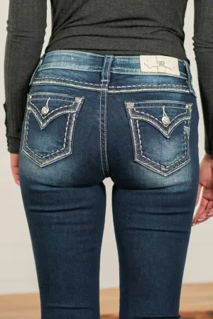 Border Stitched Mid Rise Chloe Boot Cut