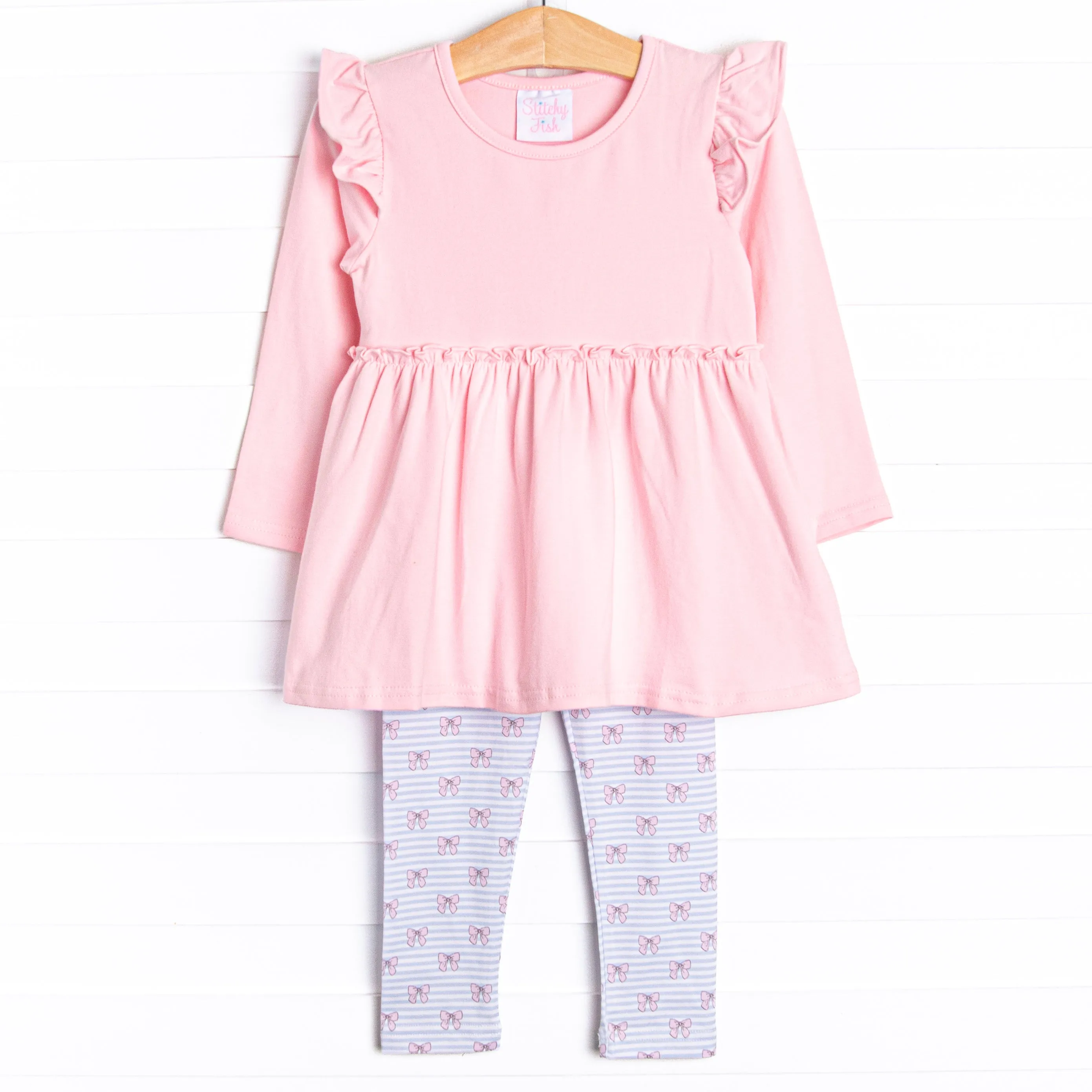 Bow-u-tiful Striped Legging Set, Pink