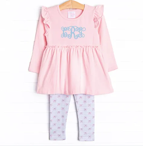 Bow-u-tiful Striped Legging Set, Pink