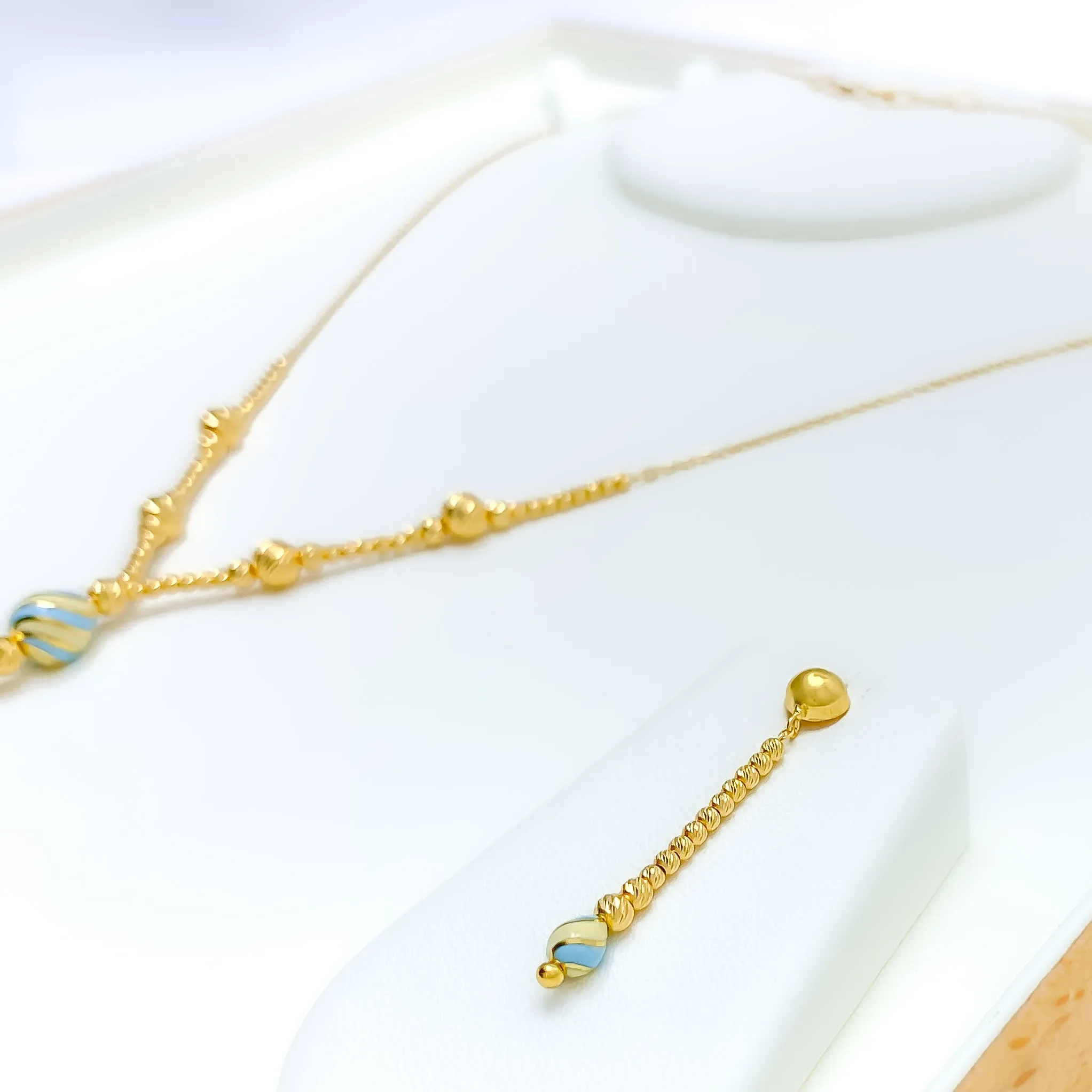 Brilliant Striped Enameled 5-Piece 21k Gold Necklace Set