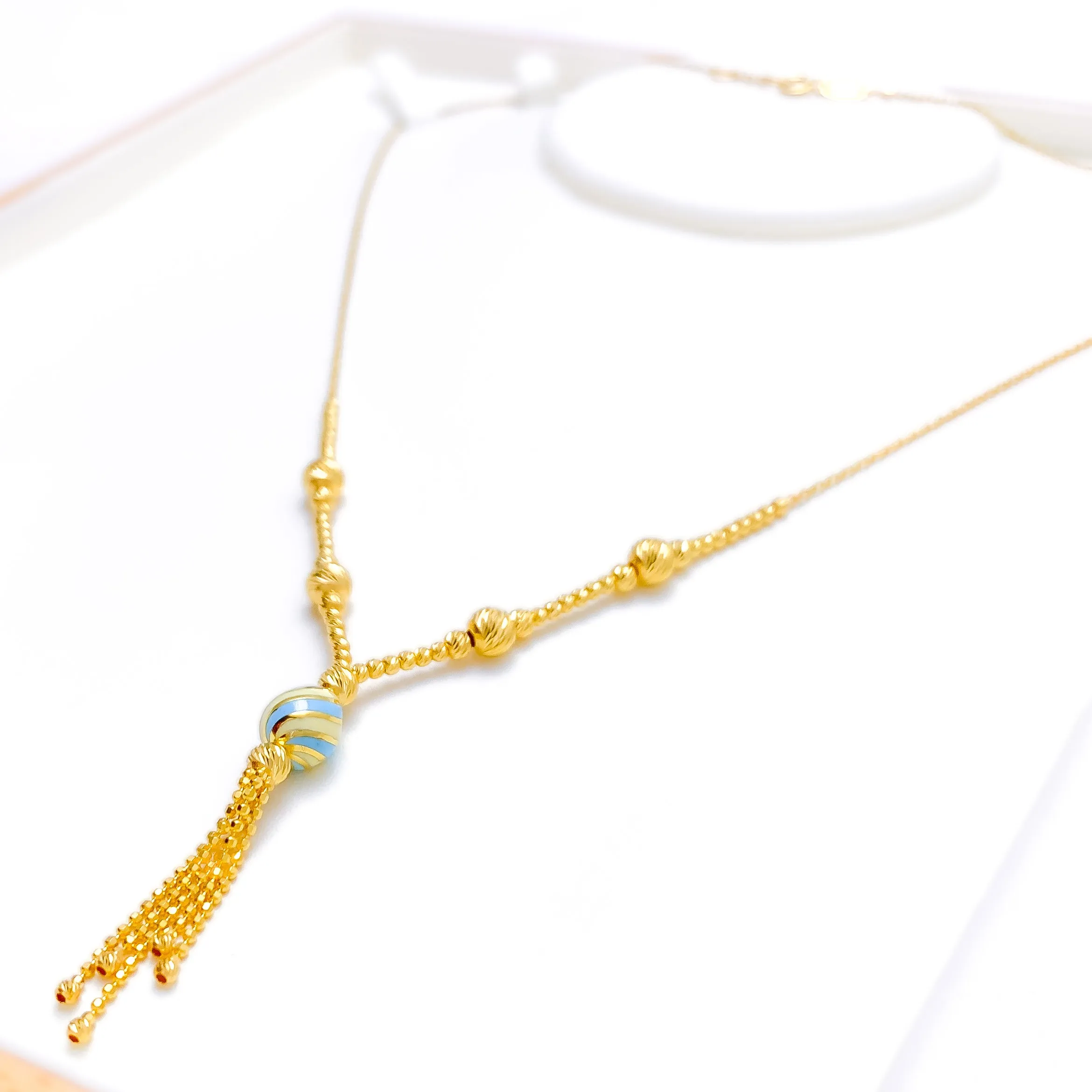 Brilliant Striped Enameled 5-Piece 21k Gold Necklace Set