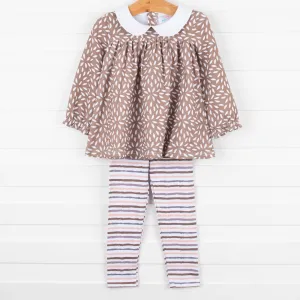 Brown Blooms Legging Set, Brown