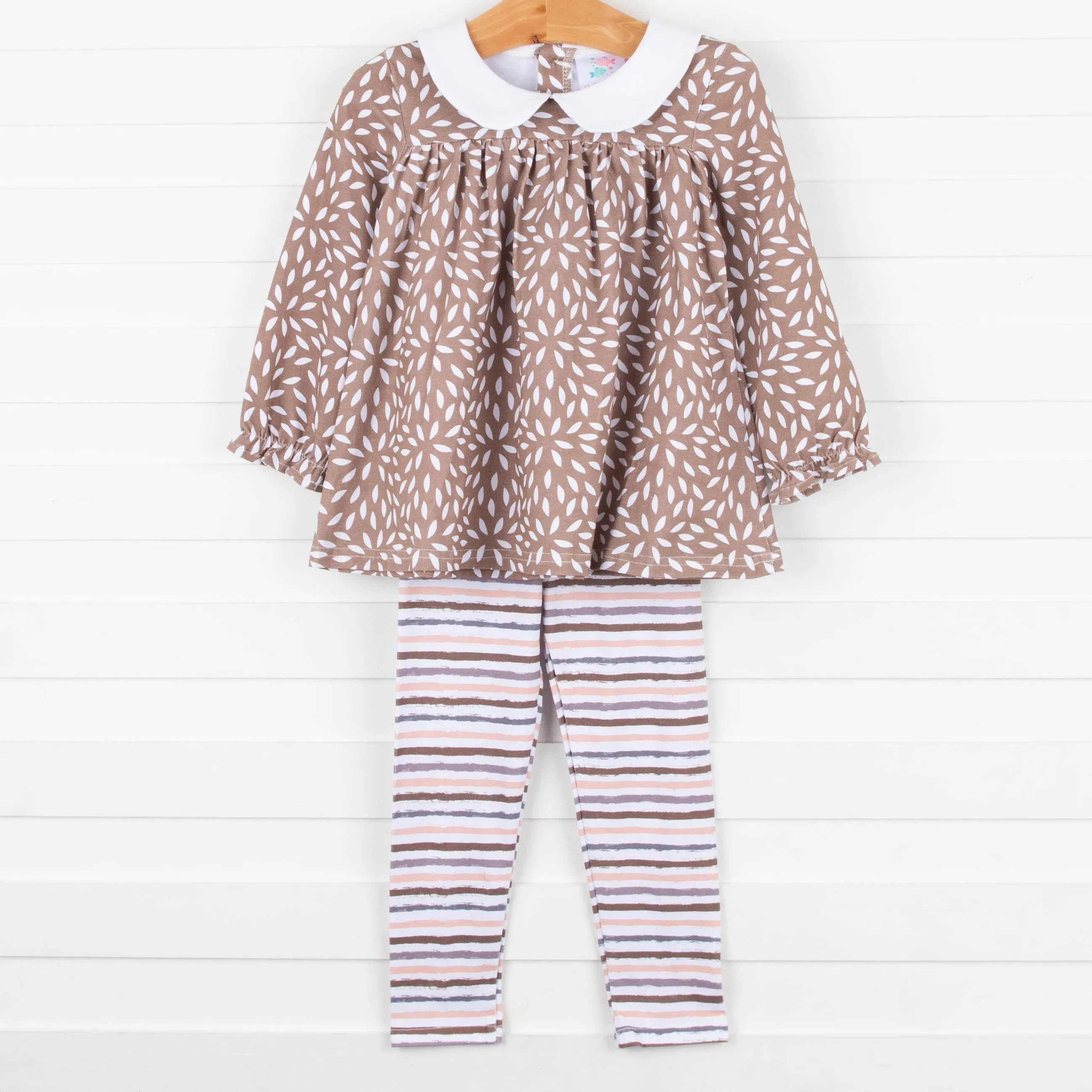 Brown Blooms Legging Set, Brown