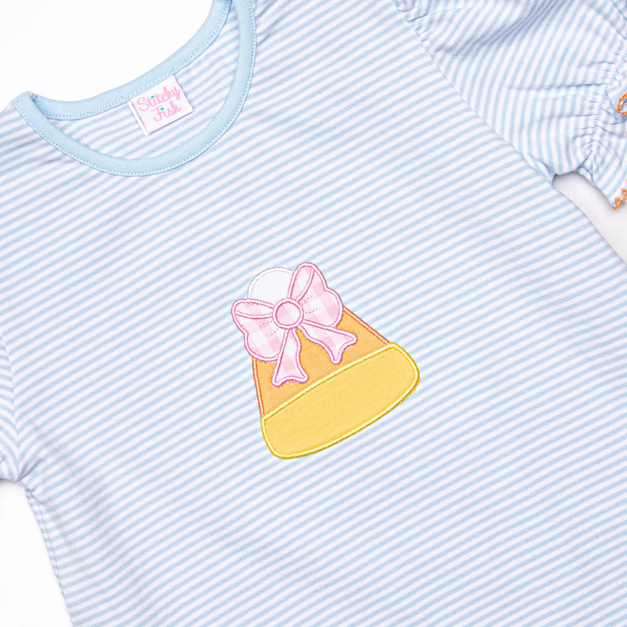 Candy Corn Cutie Applique Legging Set, Blue