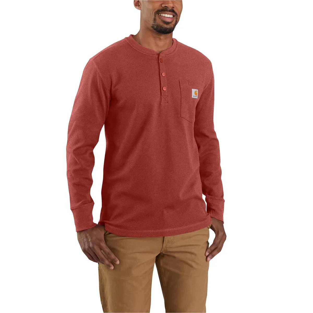 Carhartt 104429 Men's Relaxed Fit Heavyweight LS Henley Pocket Thermal Shirt