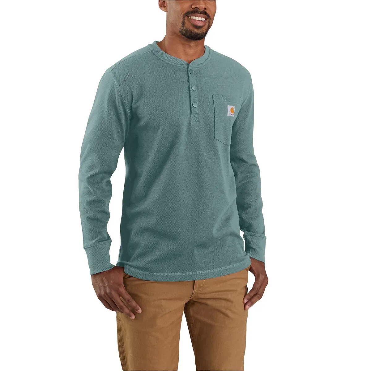 Carhartt 104429 Men's Relaxed Fit Heavyweight LS Henley Pocket Thermal Shirt