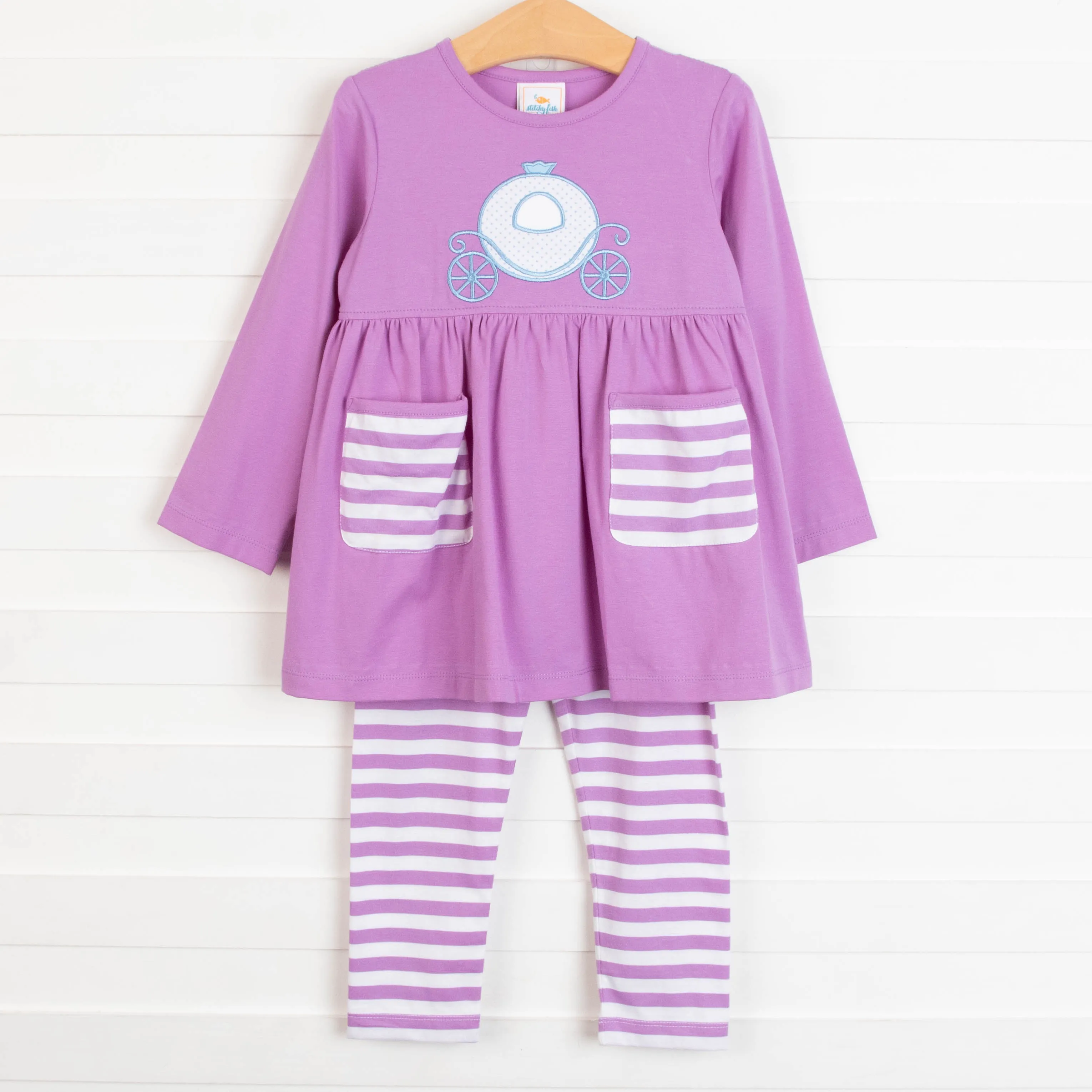 Carriage Cutie Applique Pant Set, Purple