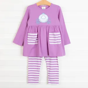 Carriage Cutie Applique Pant Set, Purple