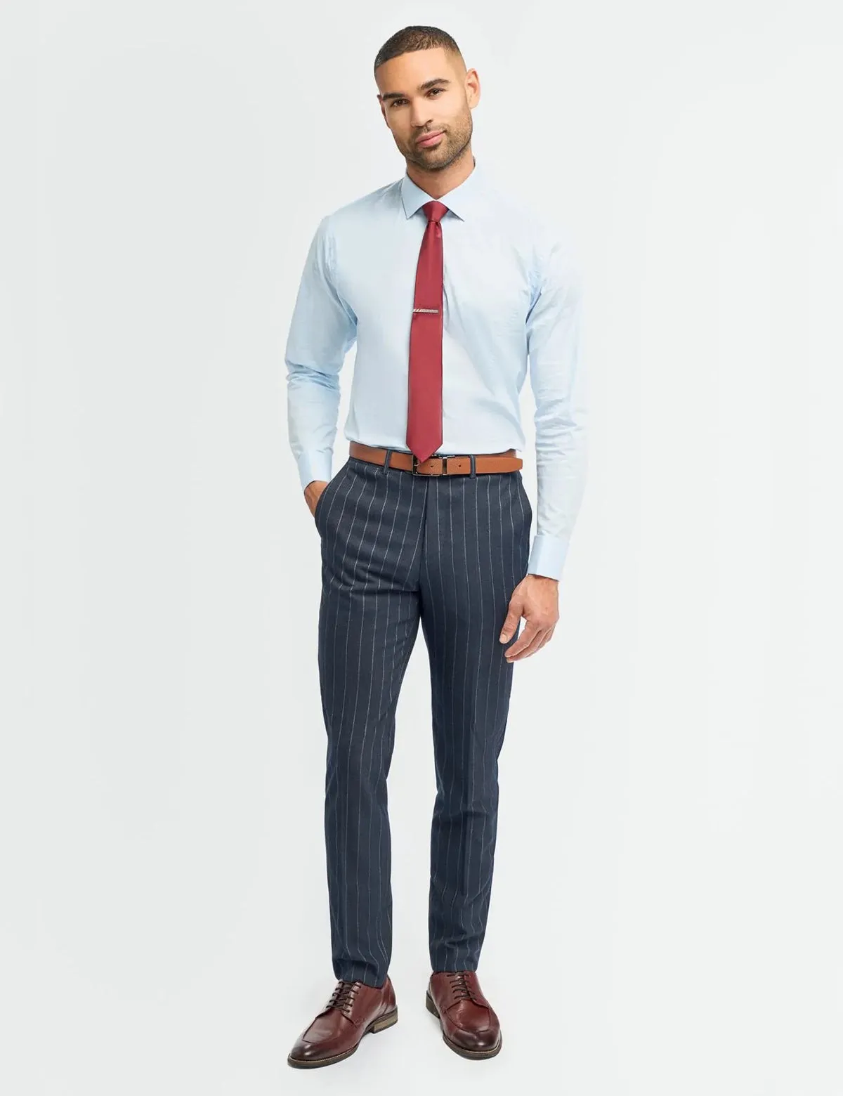 CAVANI INVINCIBLE – NAVY PINSTRIPE SUIT TROUSERS