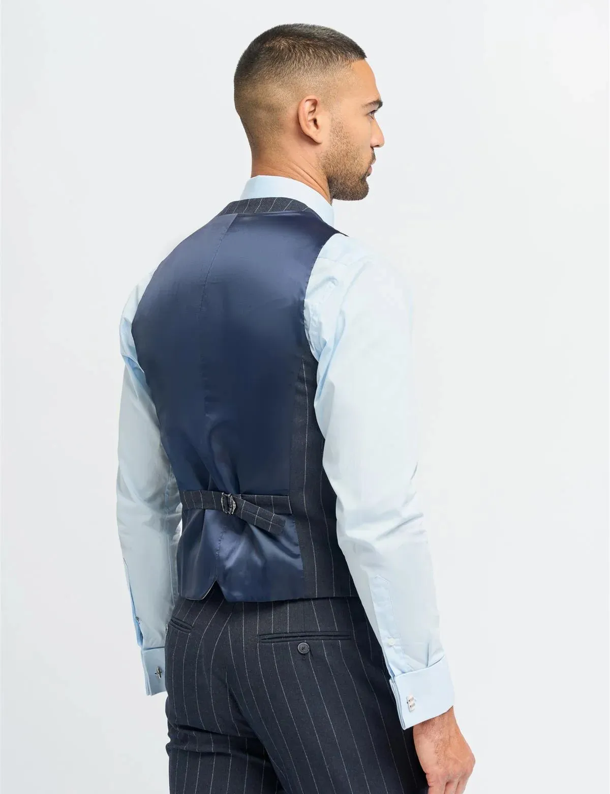 CAVANI INVINCIBLE – NAVY PINSTRIPE SUIT WAISTCOAT
