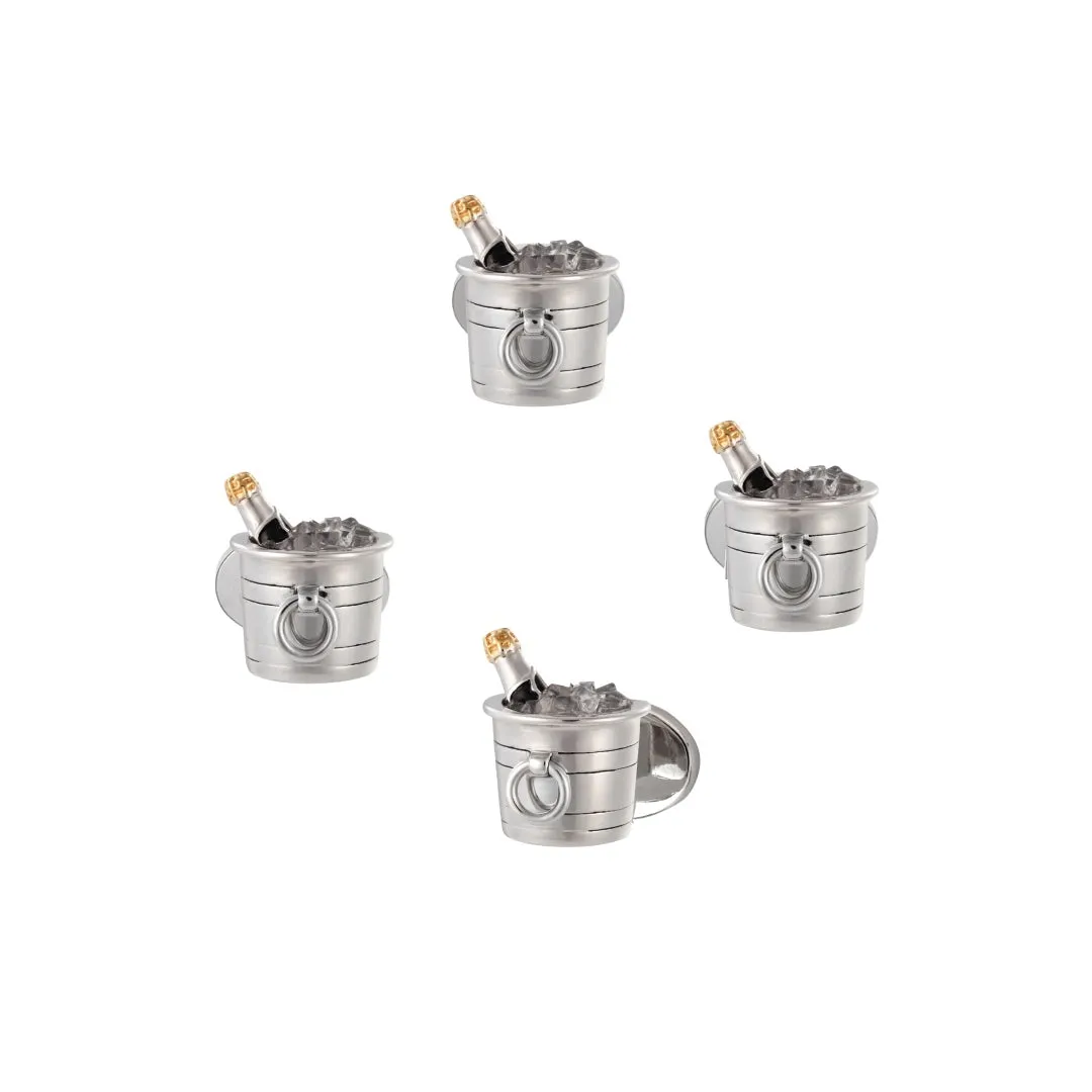 Champagne Bucket Sterling Tuxedo Studs
