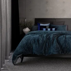 Channel Quilt Cover Set - Petrol