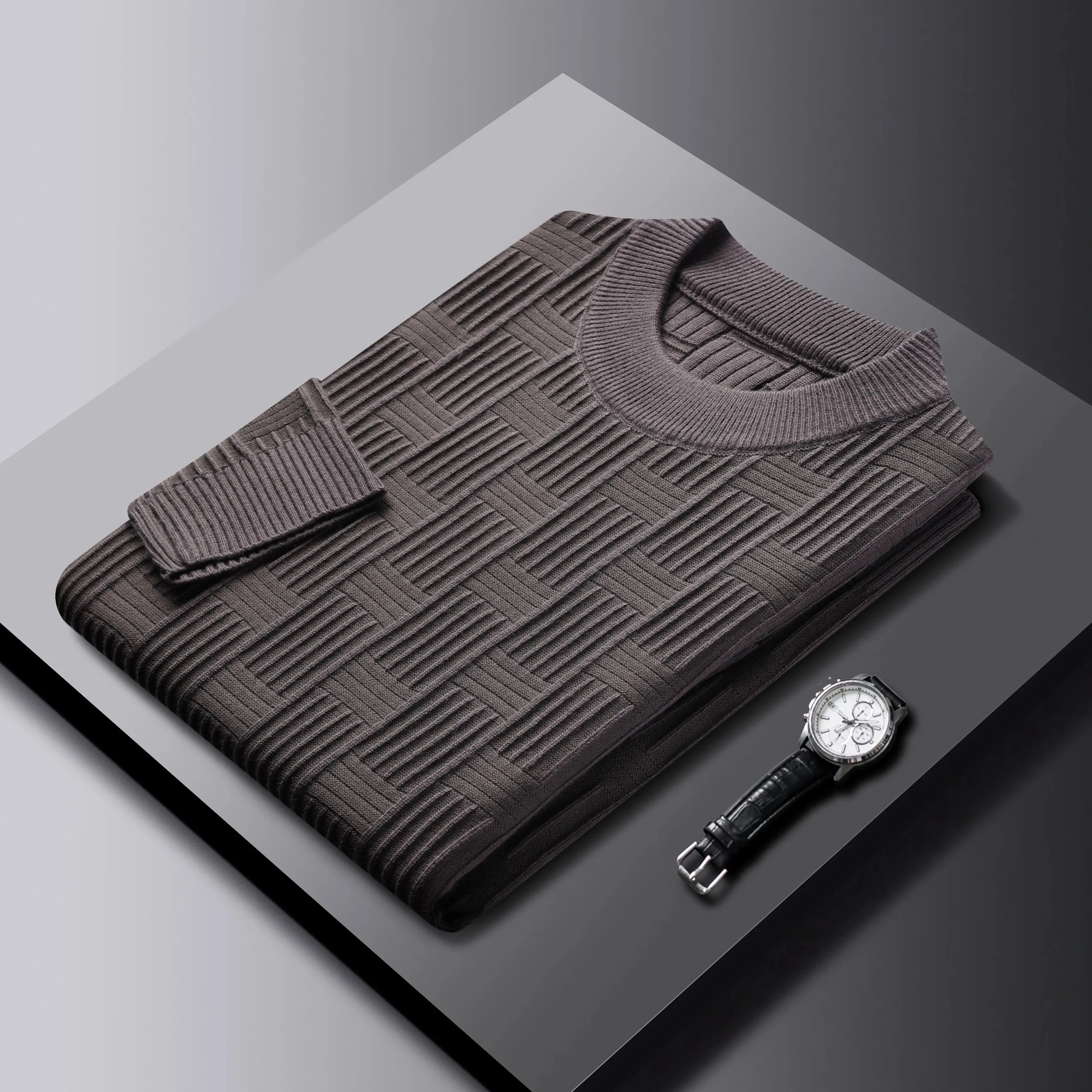 Checkerboard Jacquard Sweater for Men