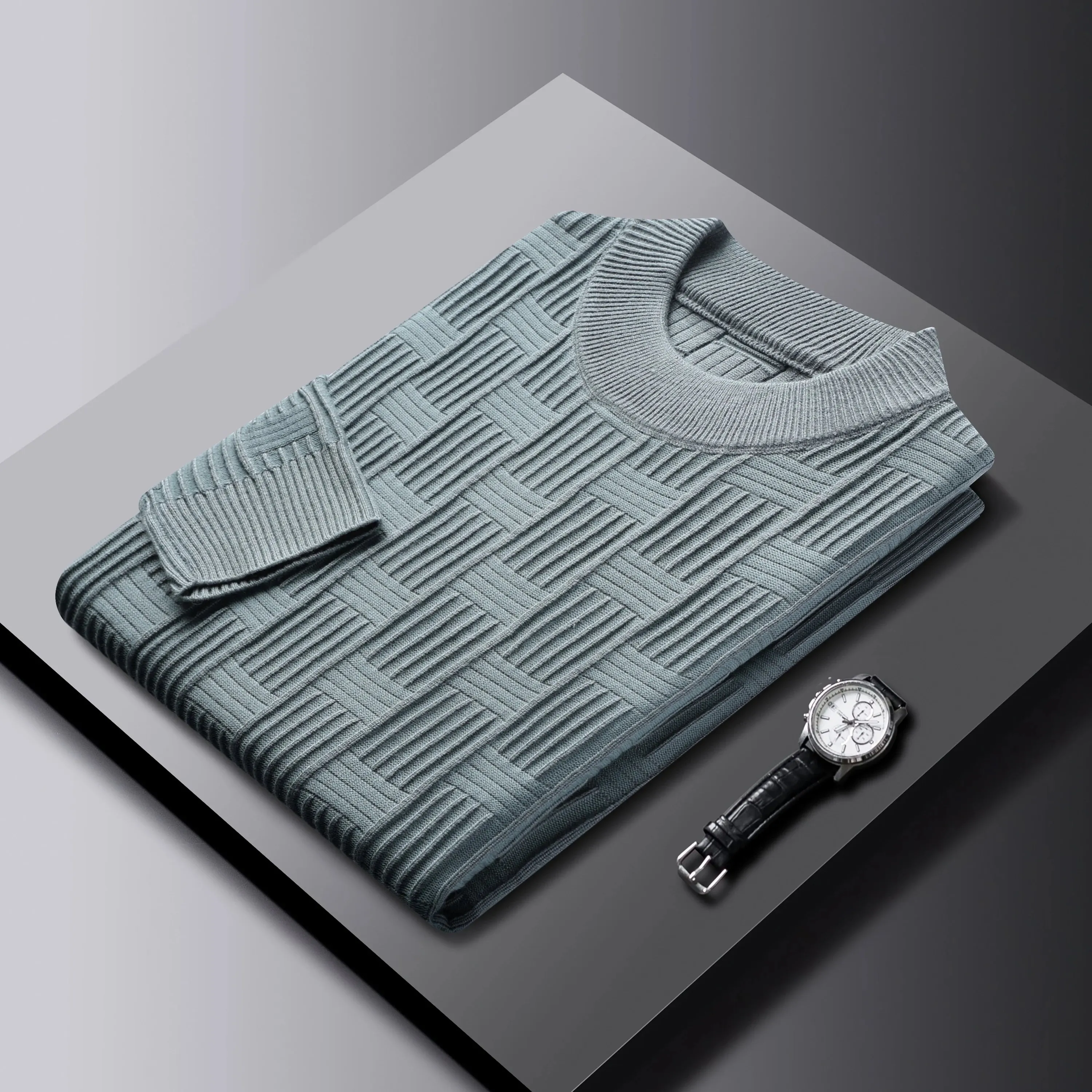Checkerboard Jacquard Sweater for Men