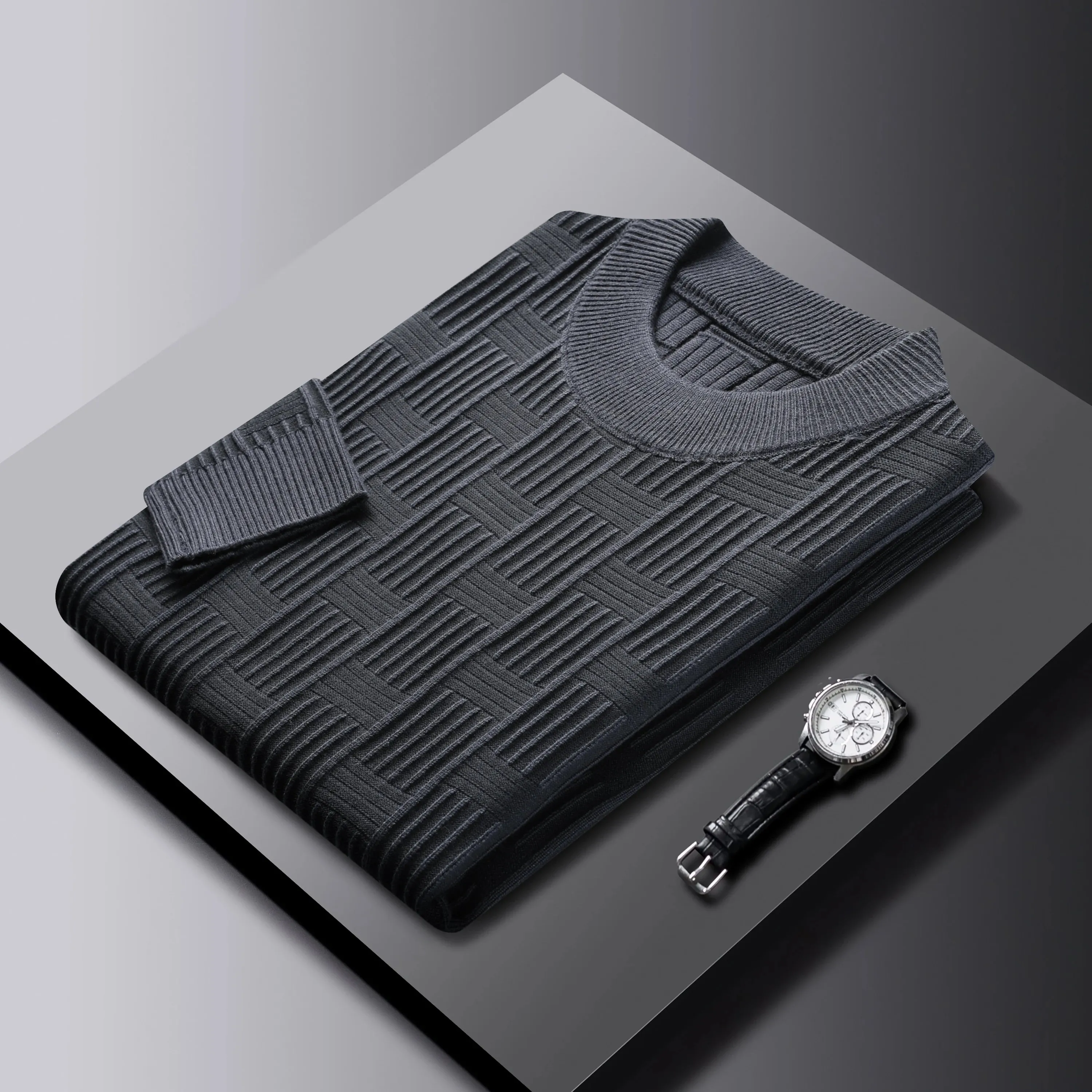 Checkerboard Jacquard Sweater for Men
