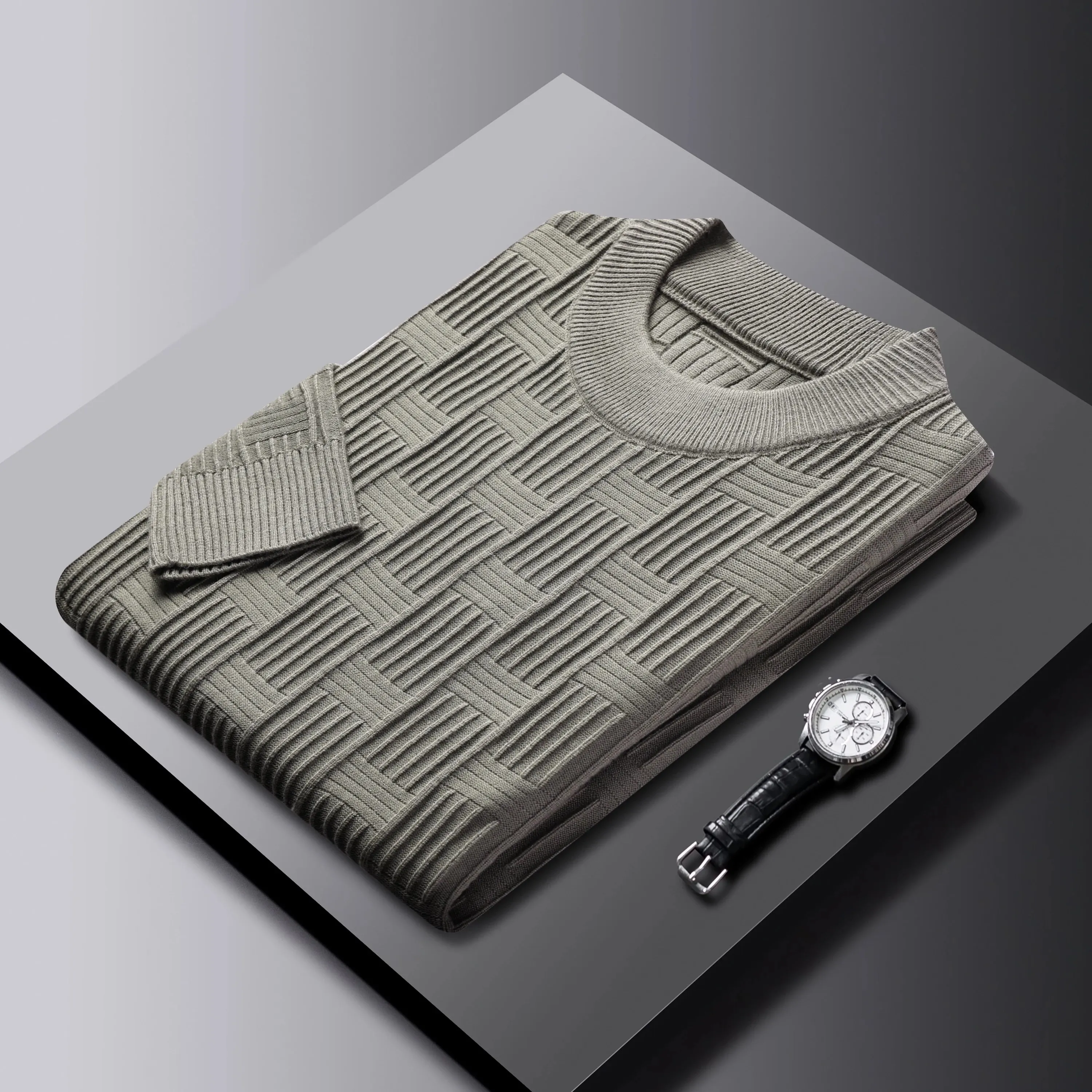 Checkerboard Jacquard Sweater for Men