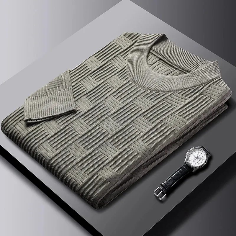 Checkerboard Jacquard Sweater for Men