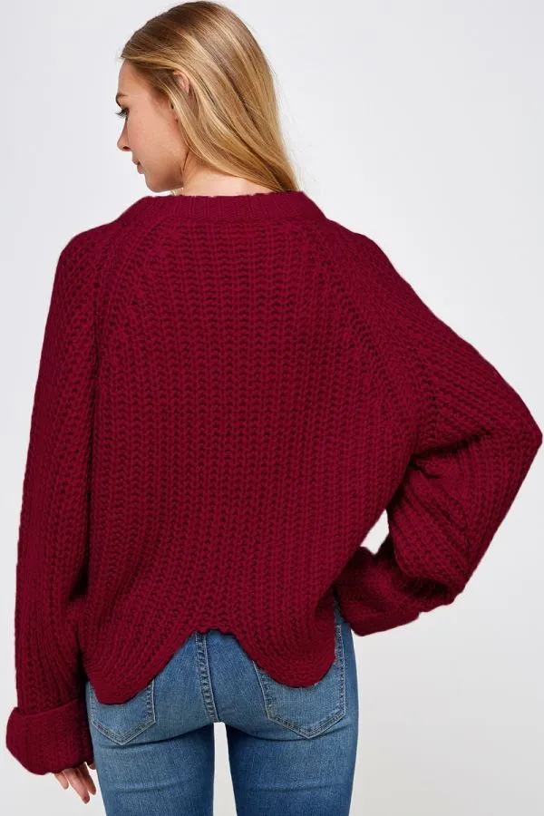Ciara Knit Crewneck Sweater - Cranberry