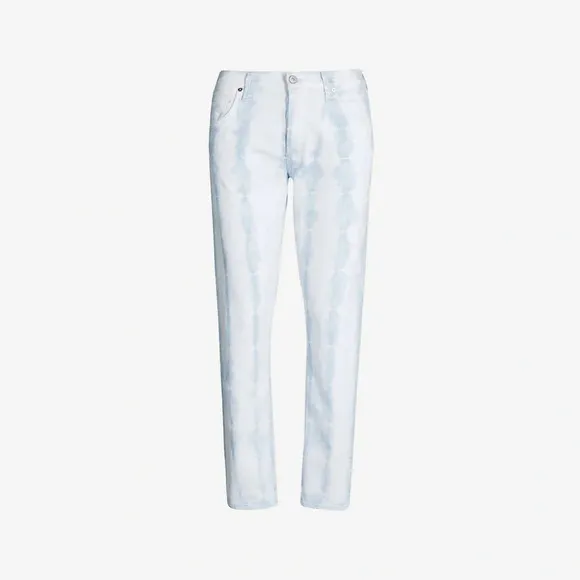 Citizens of Humanity Emerson Slim Boyfriend Tie Dye Jeans in White/Blue Size 28