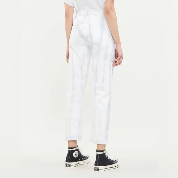 Citizens of Humanity Emerson Slim Boyfriend Tie Dye Jeans in White/Blue Size 28