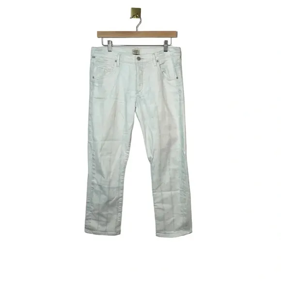 Citizens of Humanity Emerson Slim Boyfriend Tie Dye Jeans in White/Blue Size 28