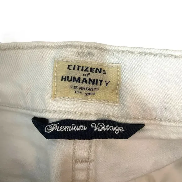 Citizens of Humanity Emerson Slim Boyfriend Tie Dye Jeans in White/Blue Size 28