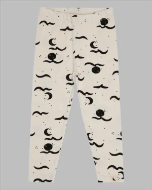 Cream Moon Wave Print Leggings