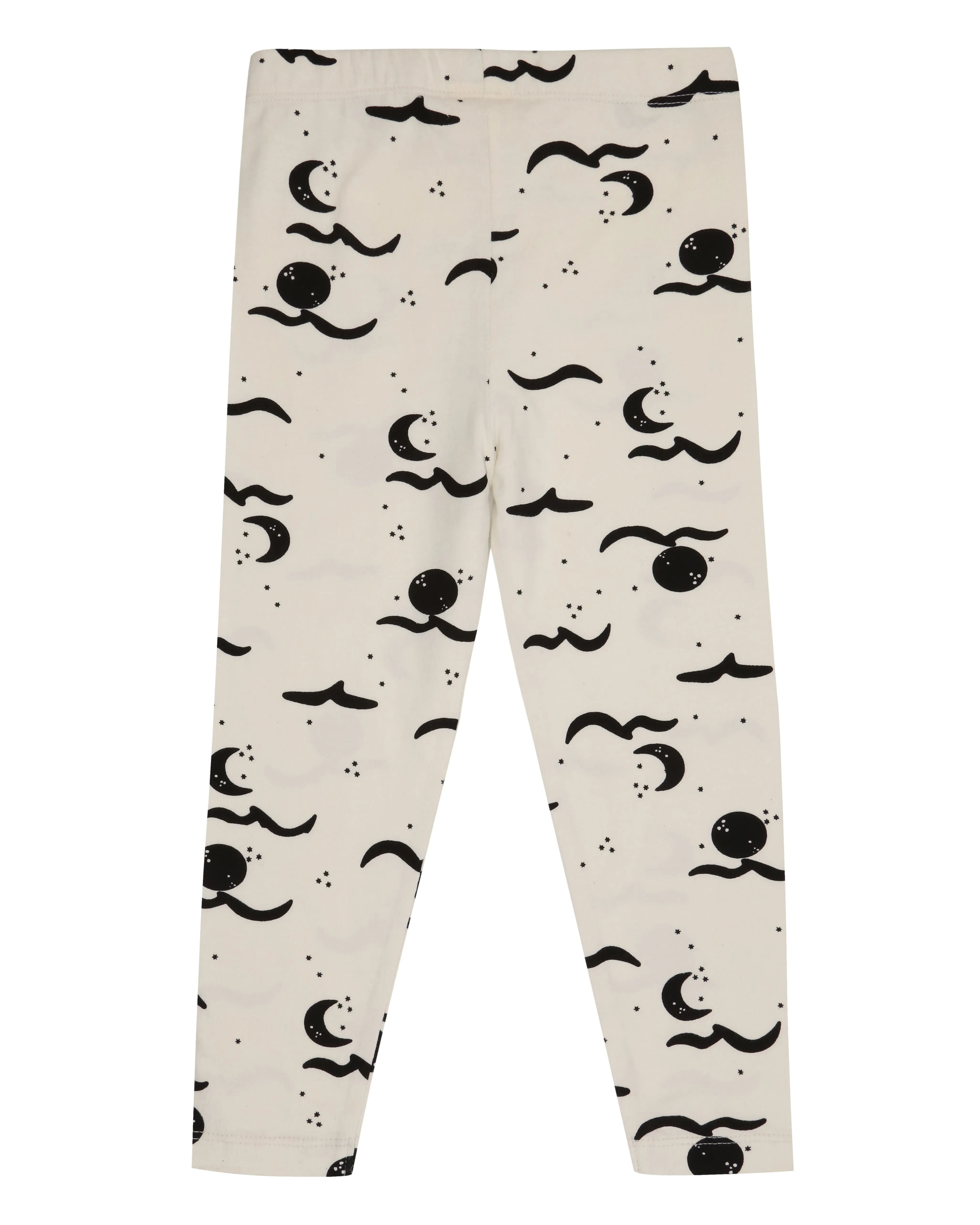 Cream Moon Wave Print Leggings