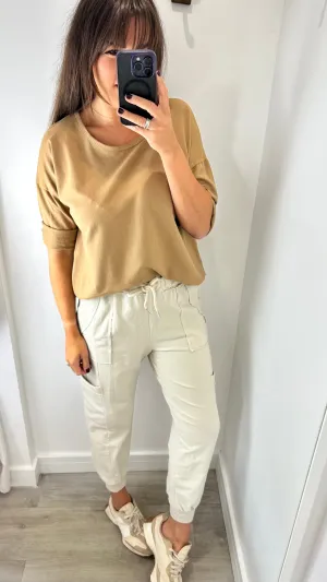 CREAM POCKET SWEAT PANTS