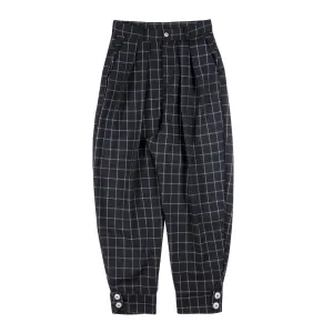 Cuffed Pleat Trouser - Grid