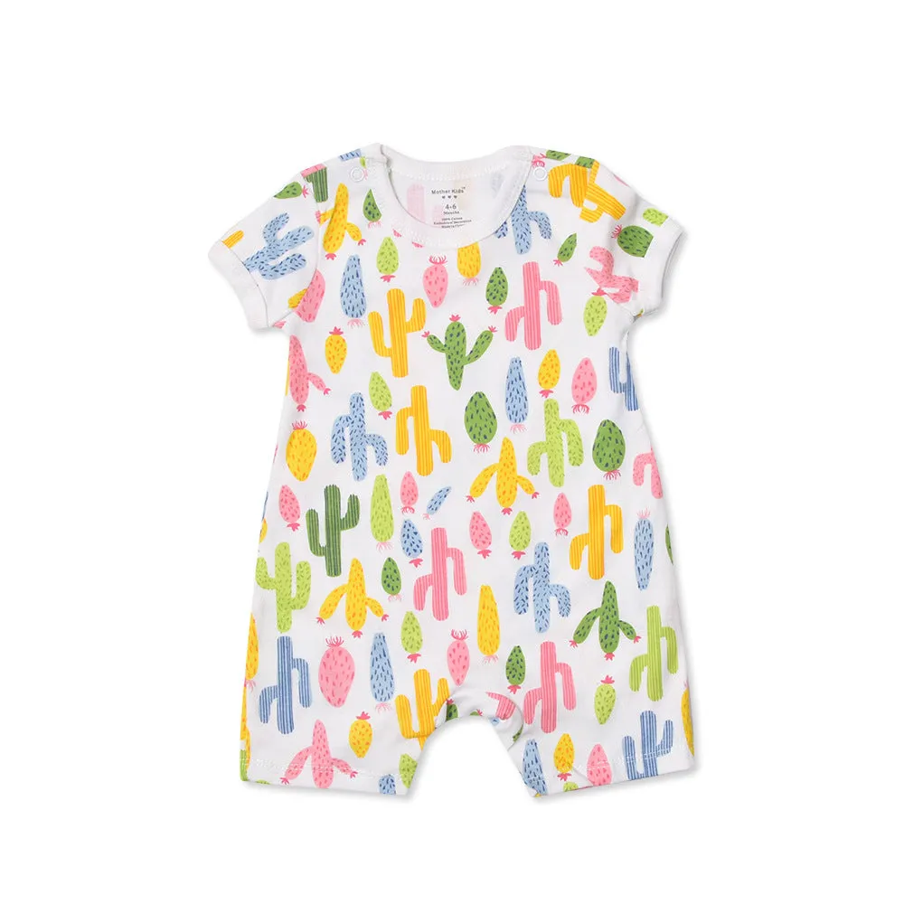 Cute Printed Cotton Short-Sleeved Baby Crawl
