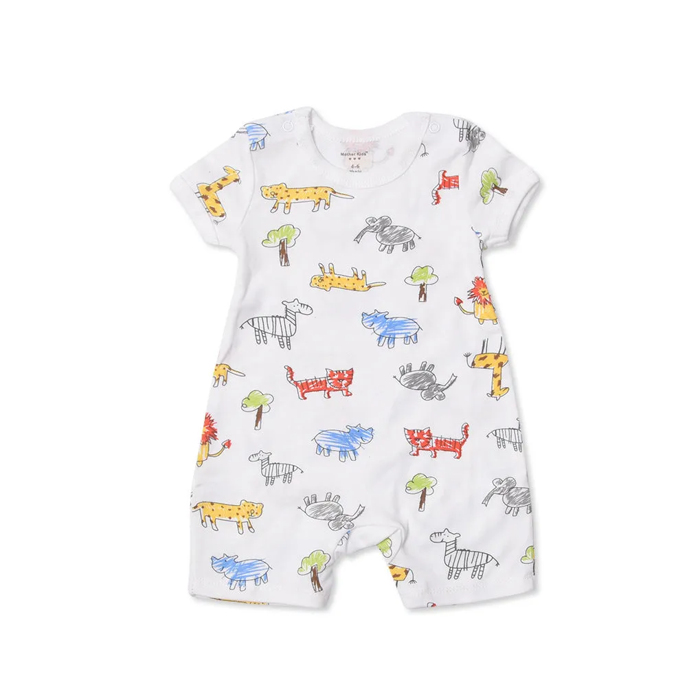 Cute Printed Cotton Short-Sleeved Baby Crawl