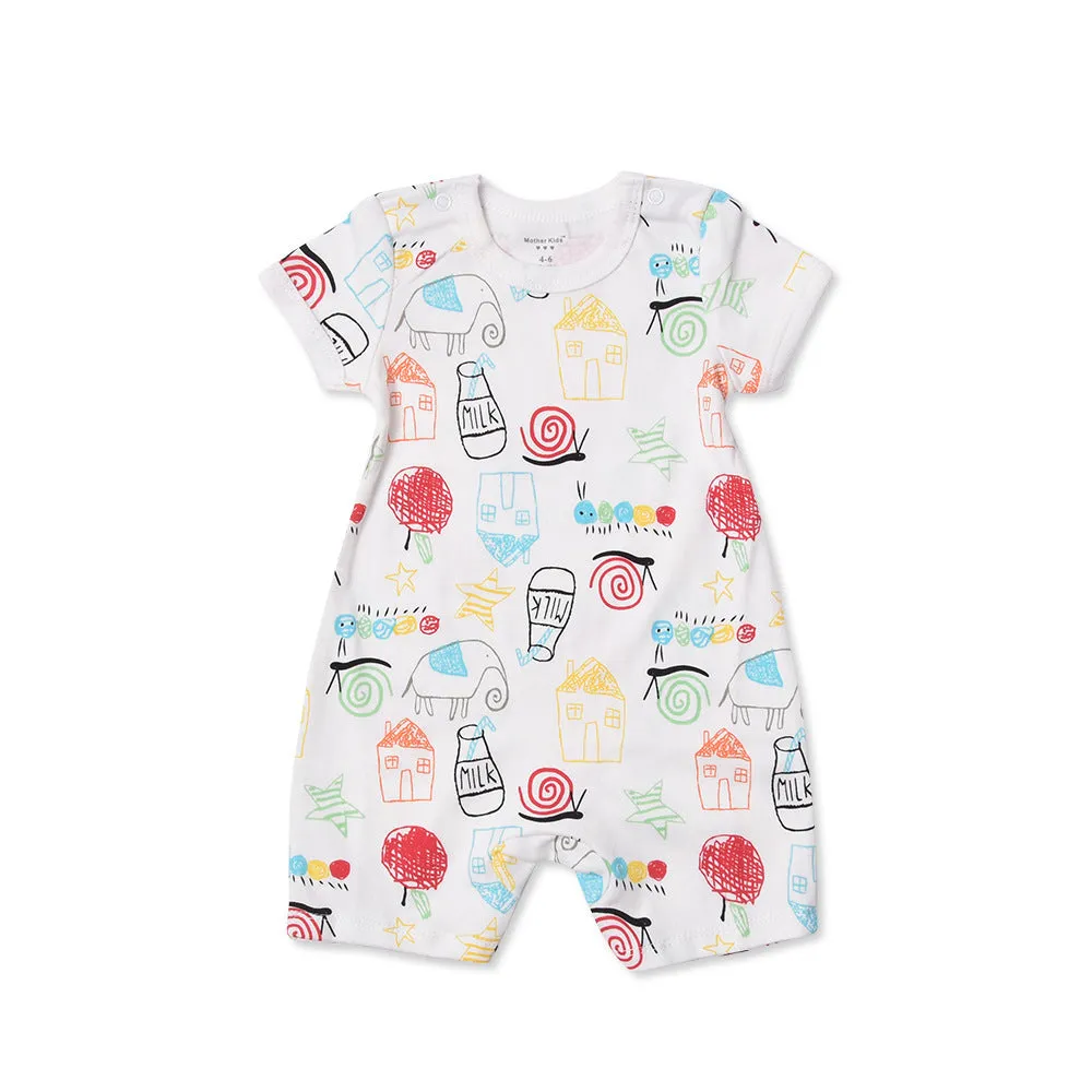 Cute Printed Cotton Short-Sleeved Baby Crawl