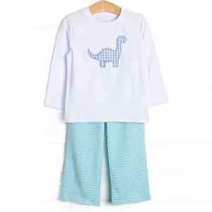 Day at the Museum Applique Pant Set, Green