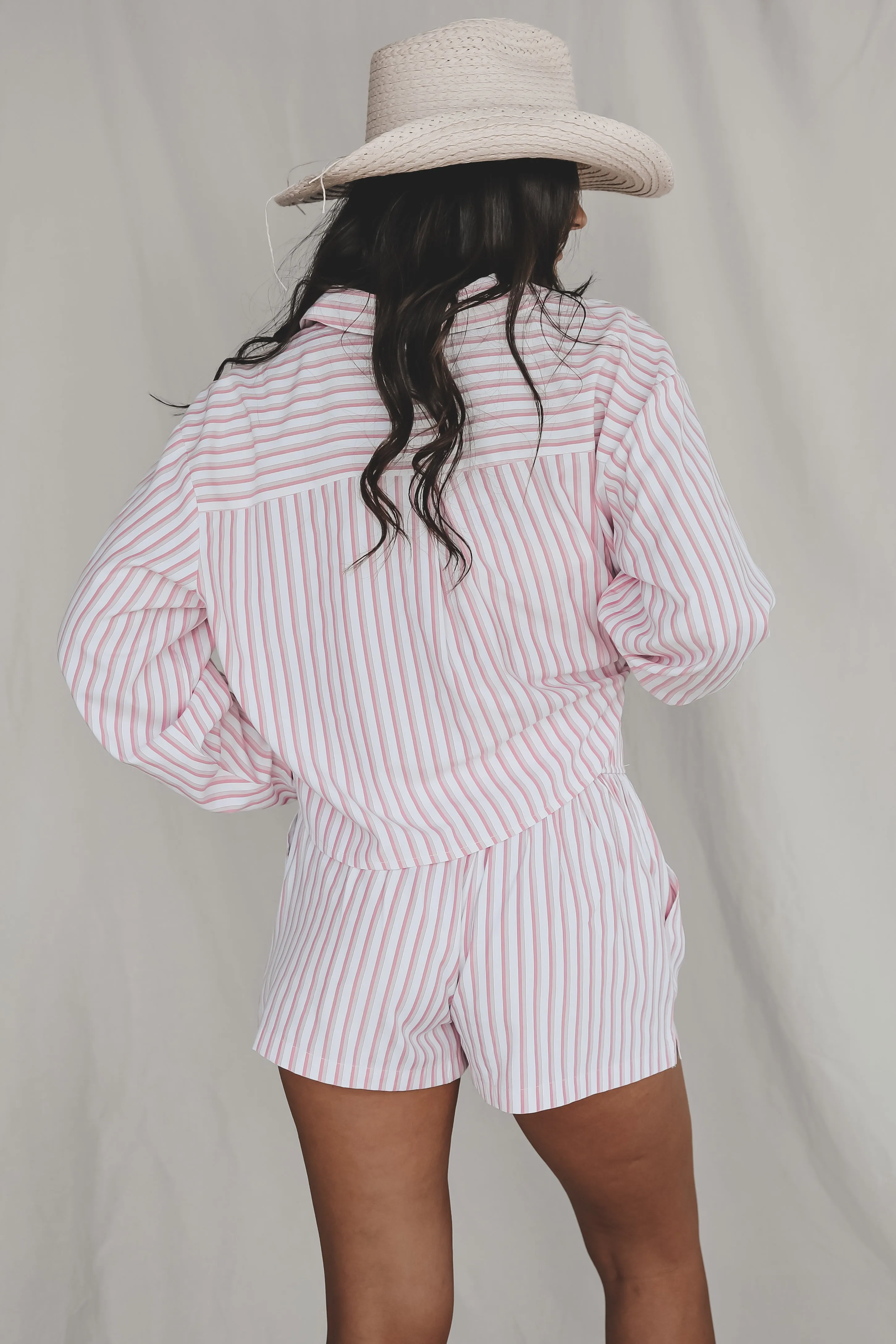 DEAL Pool Party Planner Pink Two Piece Striped Boxer Set