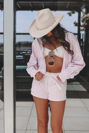 DEAL Pool Party Planner Pink Two Piece Striped Boxer Set