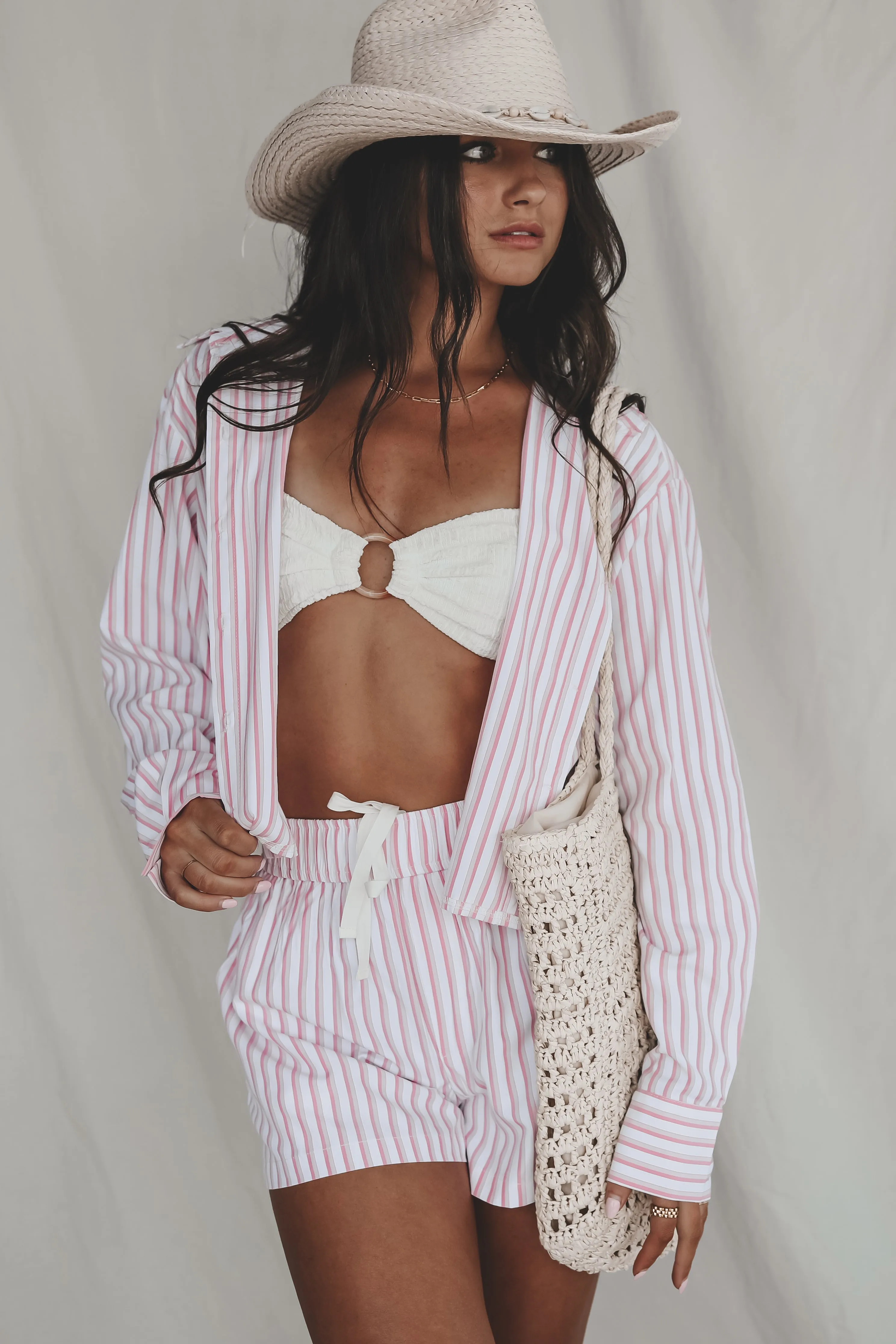 DEAL Pool Party Planner Pink Two Piece Striped Boxer Set