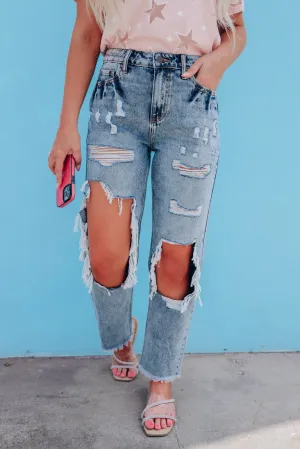 Delia Distressed Boyfriend Jean - Light