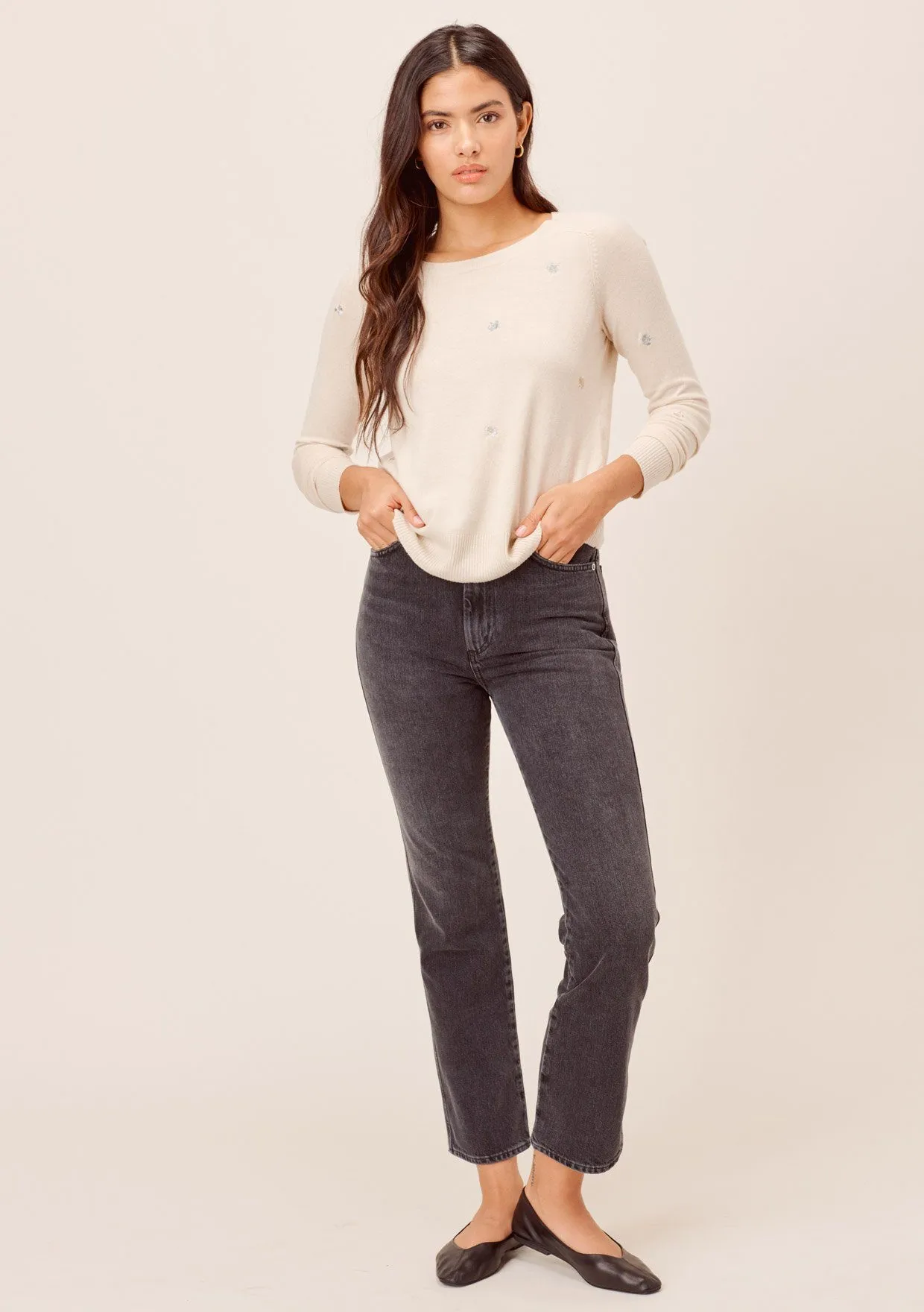 Dell Embroidered Flowers Sweater