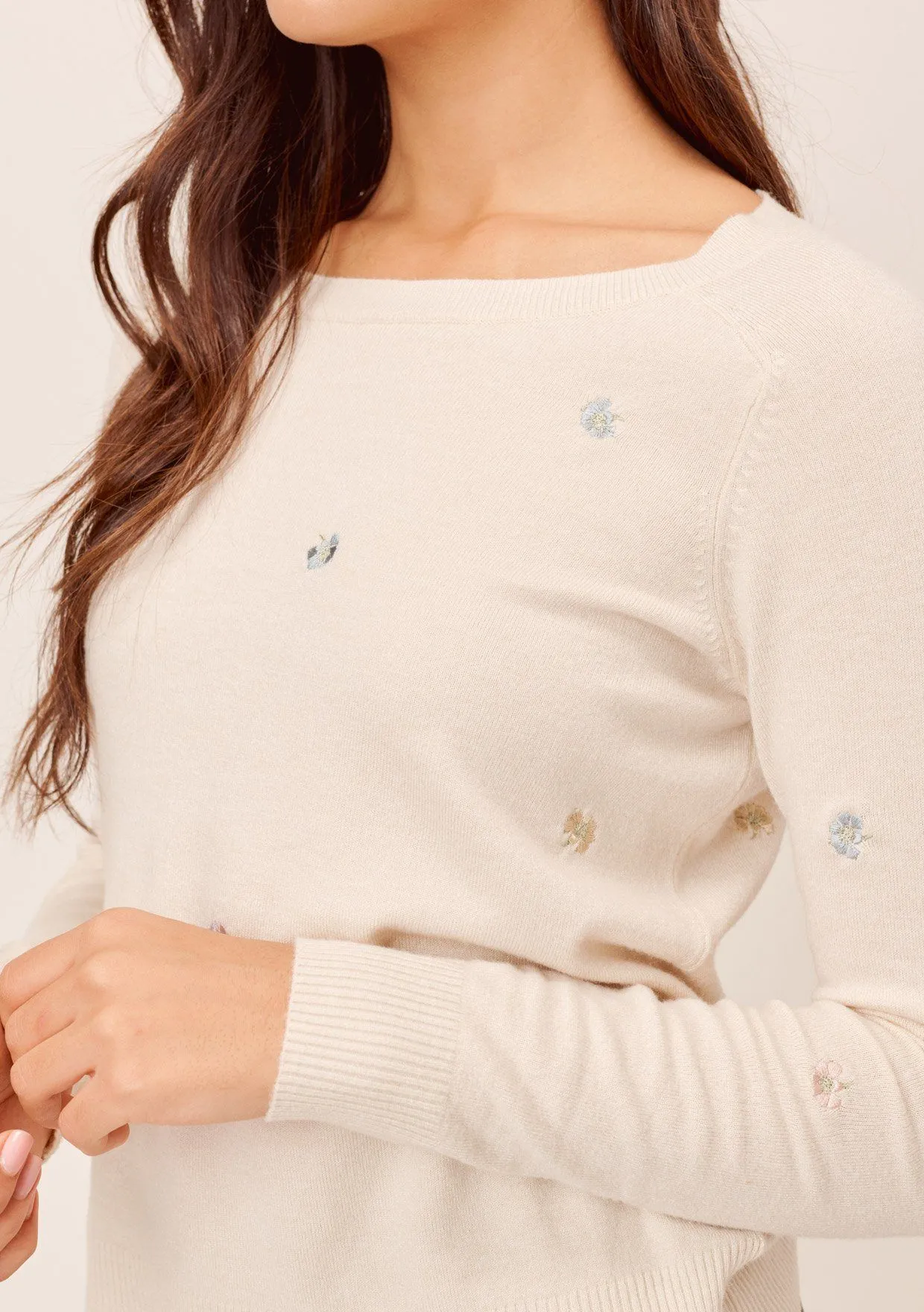 Dell Embroidered Flowers Sweater