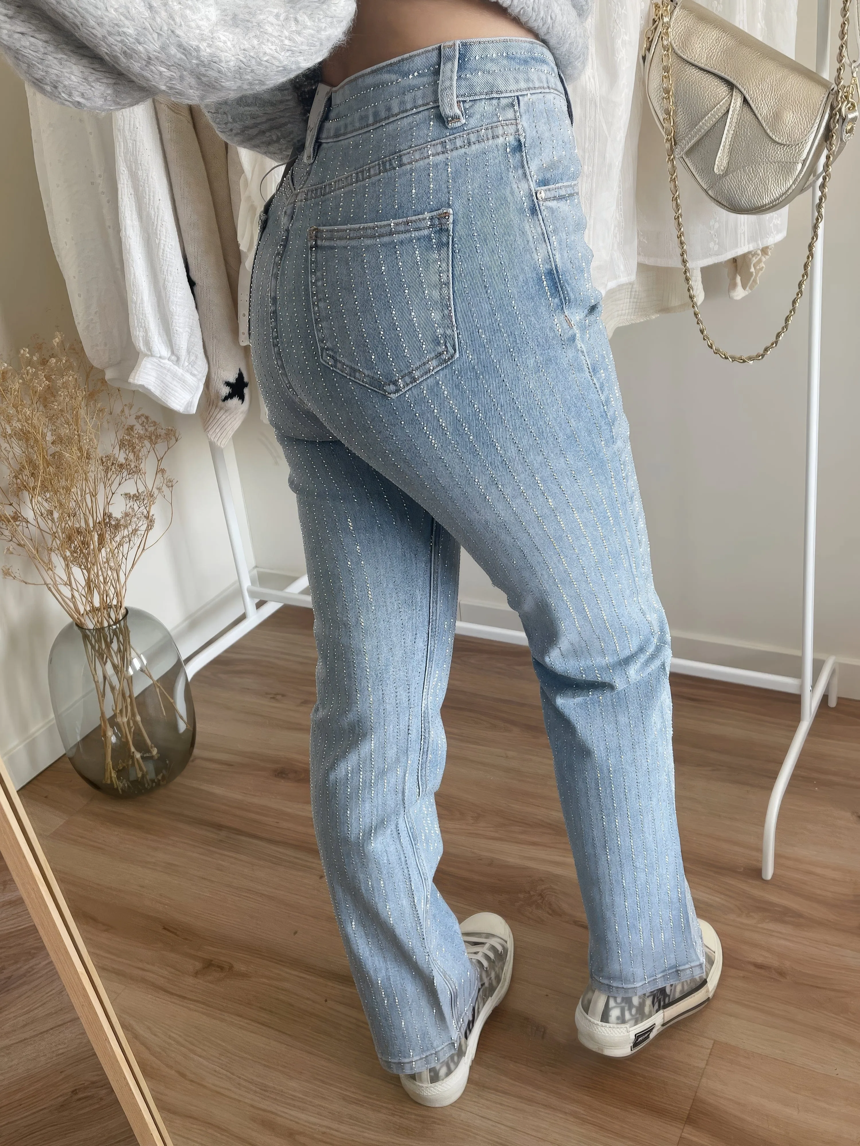 Denim Lira™ | Women's Straight-Leg Jeans | Regular Waist, Embellished Stripe Detail, Classic Fit