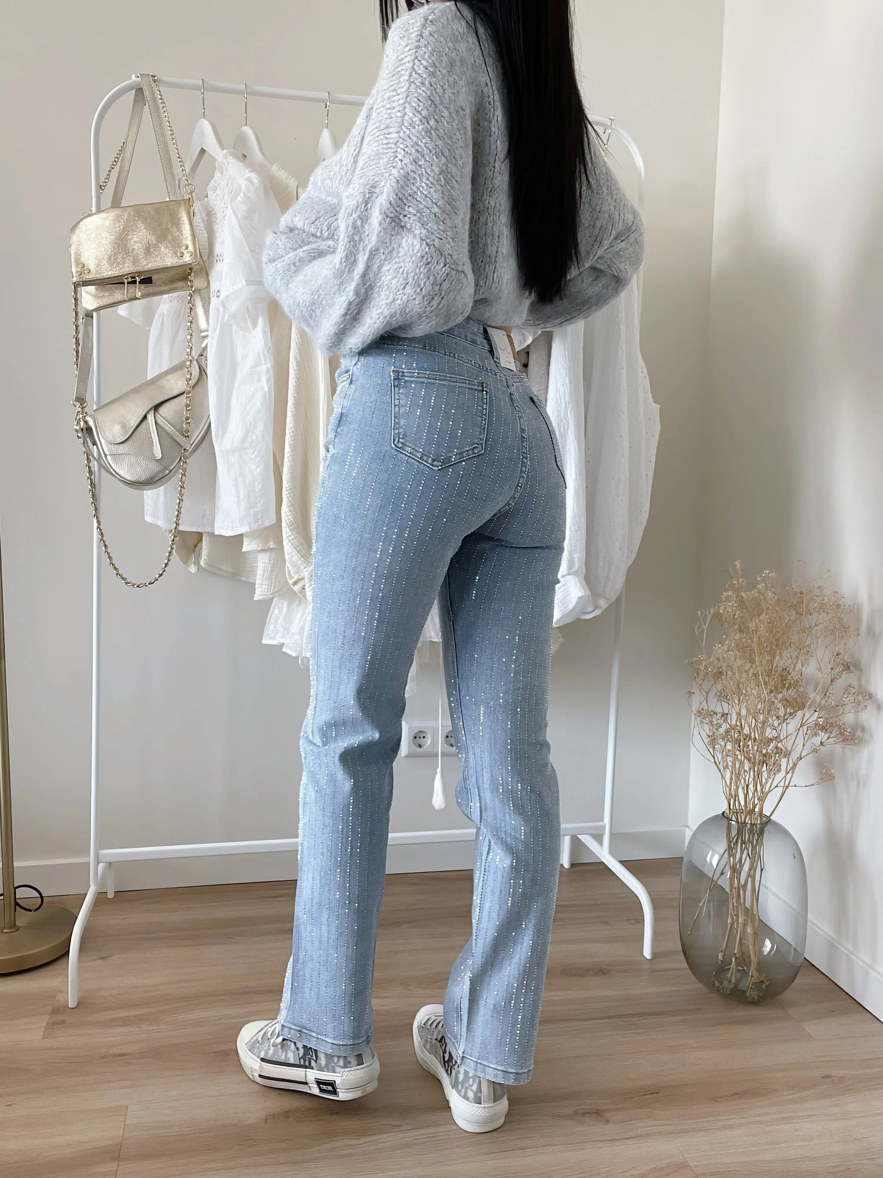 Denim Lira™ | Women's Straight-Leg Jeans | Regular Waist, Embellished Stripe Detail, Classic Fit