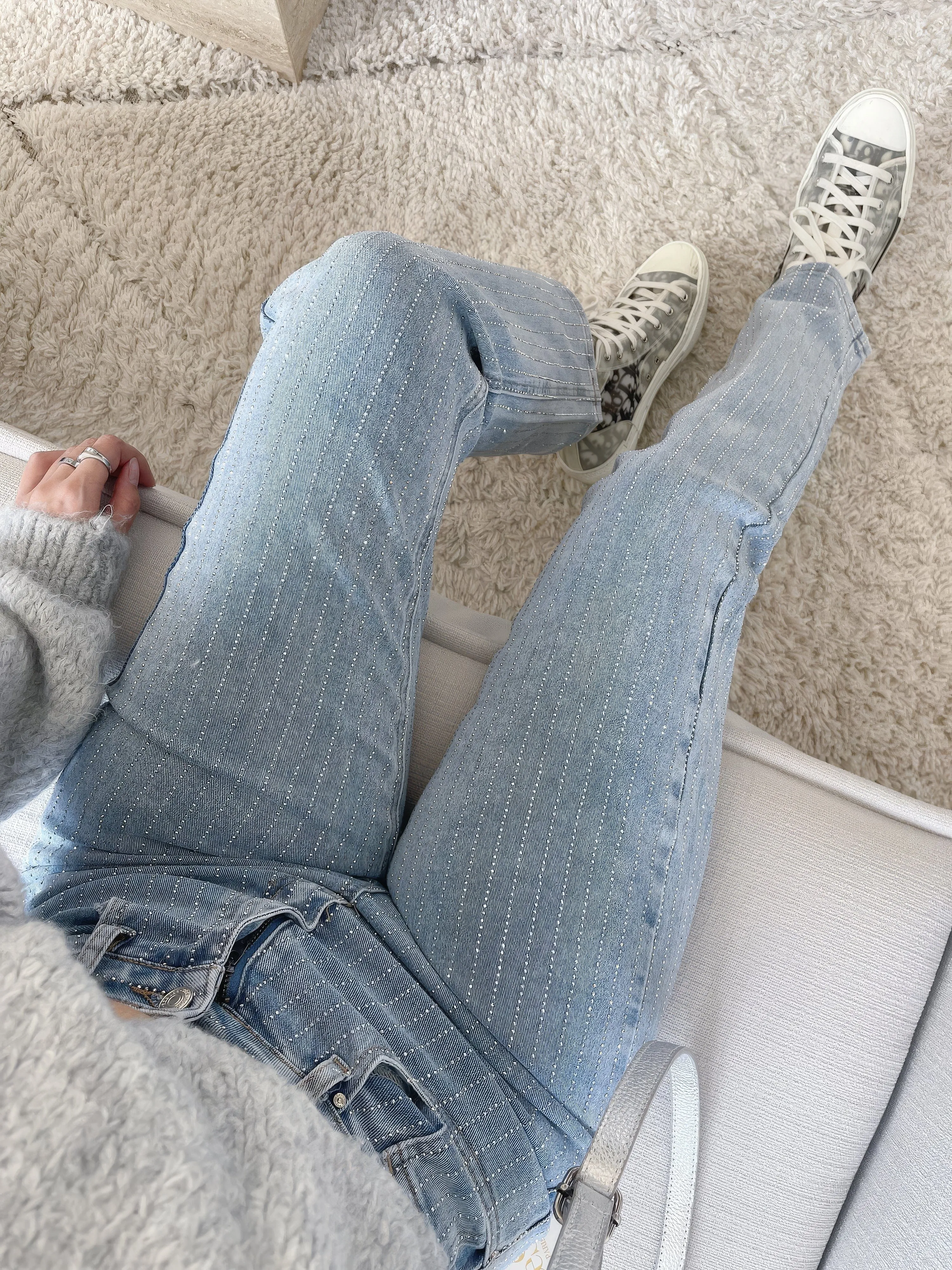 Denim Lira™ | Women's Straight-Leg Jeans | Regular Waist, Embellished Stripe Detail, Classic Fit