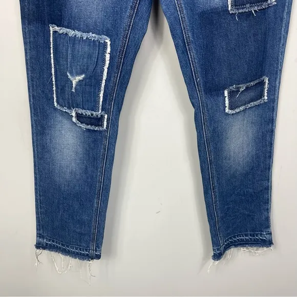Derek Lam 10 Crosby Mila Mid Rise Girlfriend Patchwork Released Hem Jeans 27
