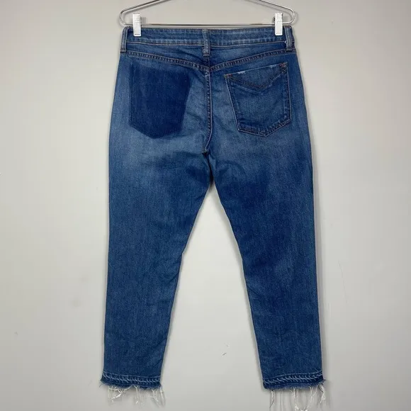 Derek Lam 10 Crosby Mila Mid Rise Girlfriend Patchwork Released Hem Jeans 27